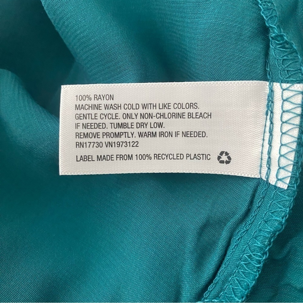 Women’s Satin Keyhole Back High Neckline Slip Dress A New Day Teal Size M - Picture 7 of 7